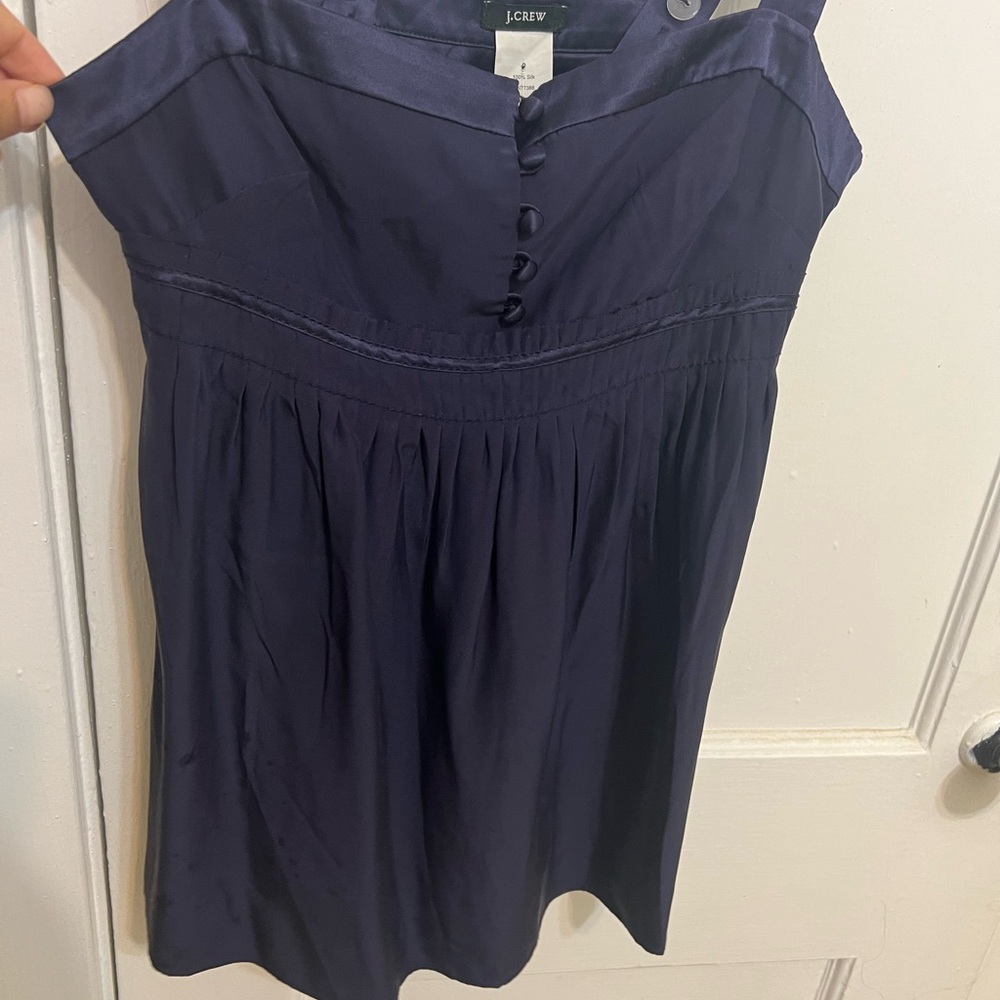 J crew too navy blue 100% silk